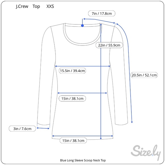 J.Crew | Blue Long Sleeve Scoop Neck Top Size XXS - Picture 12 of 12